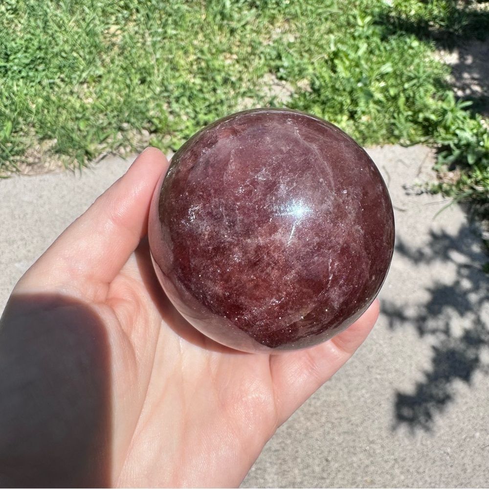 Strawberry Quartz  Crystal Sphere, Beautiful Red Sphere , Natural Color 9” *